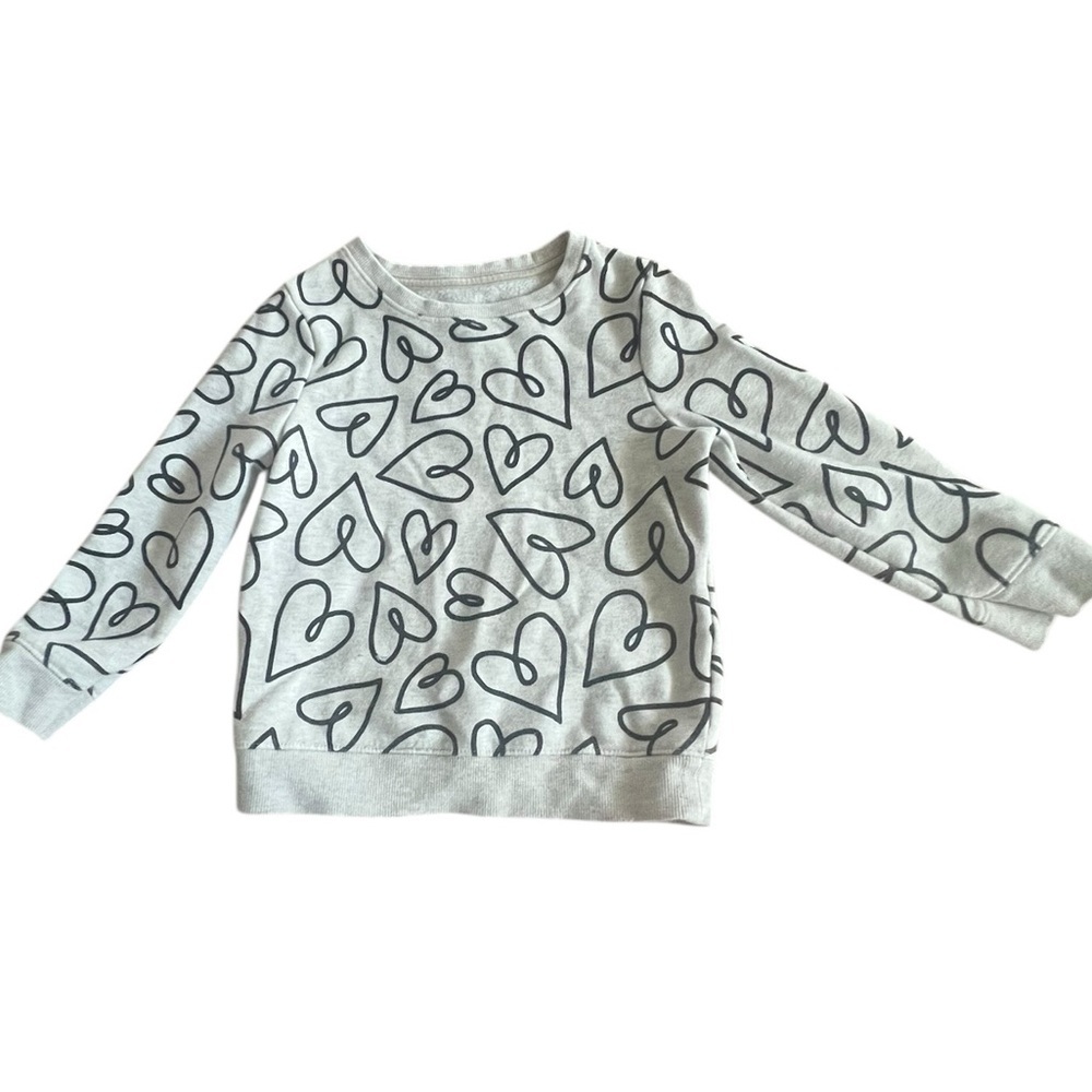 Cat & Jack Light Gray Sweatshirt with Black Heart Print